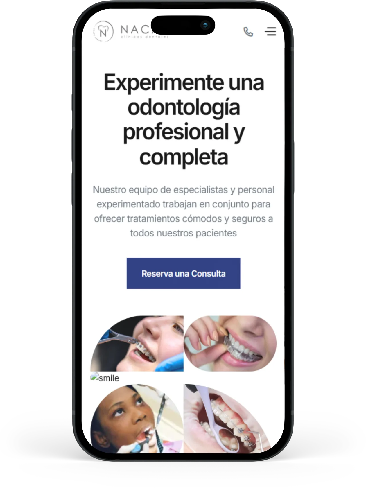 Clínica Nácar website after Page Labs redesign