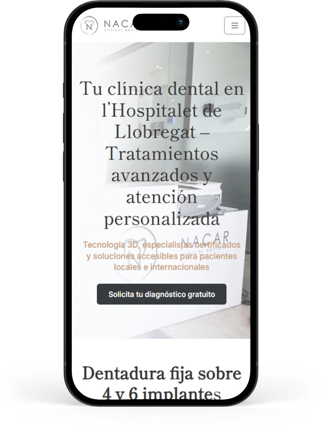 Clínica Nácar website before Page Labs redesign